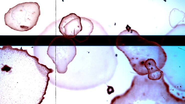 Colorful Abstract Ink Blobs with Distressed Film Texture