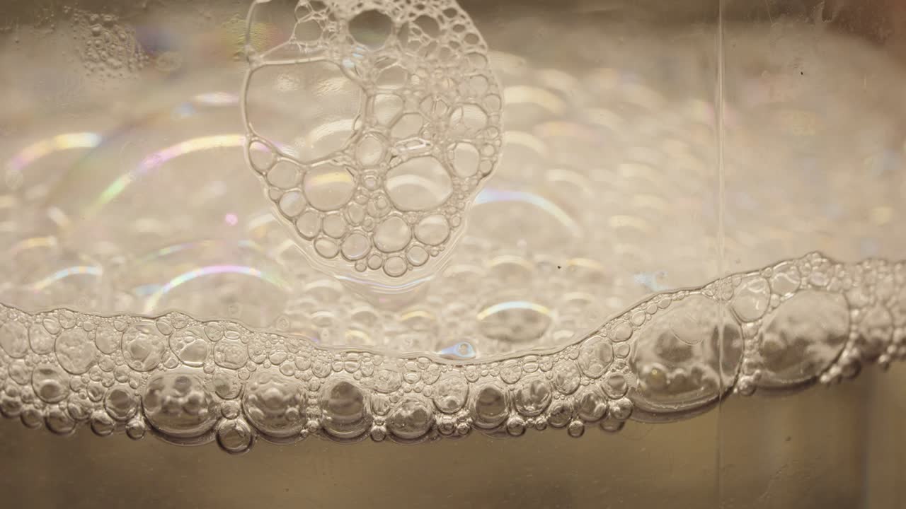 foam with air bubbles macro