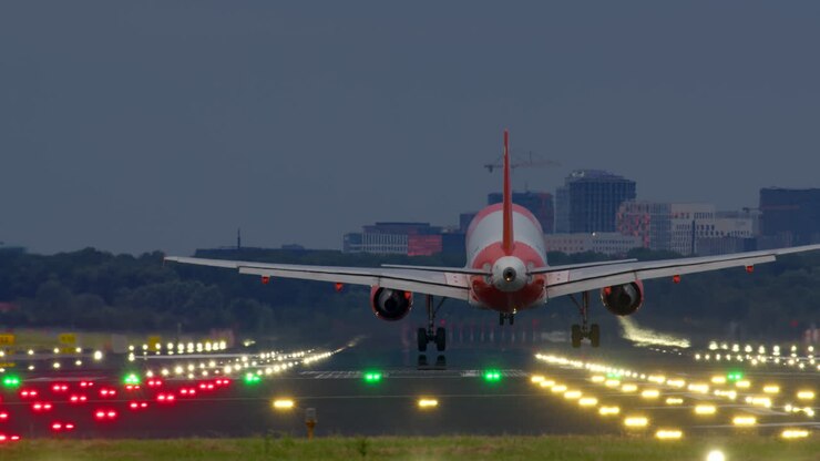 Airplane Landing at Night