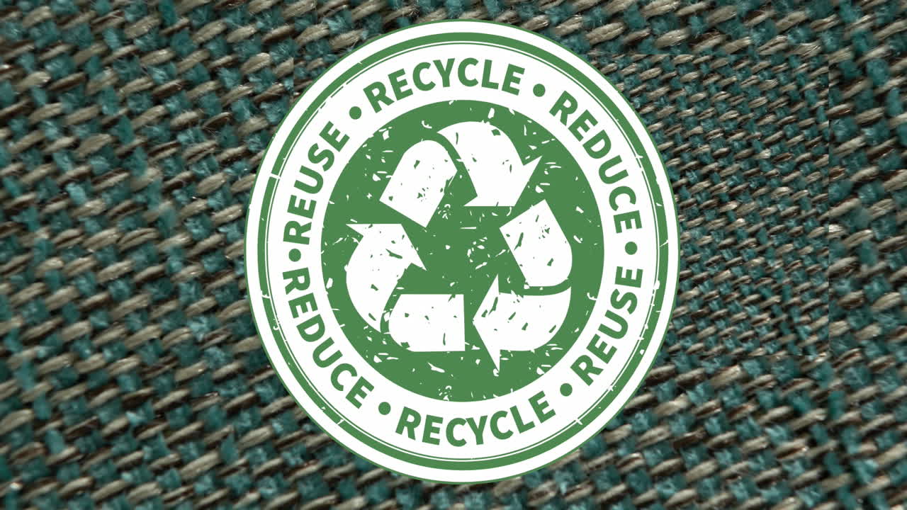 재사용, 재활용, 텍스트 및 로고를 줄이고 재료와 자연 배경을 변경하는 애니메이션