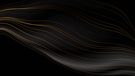 fondo de movimiento de ondas abstractas negras con líneas doradas