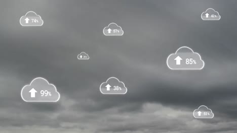 animation of digital clouds  with sky in the background