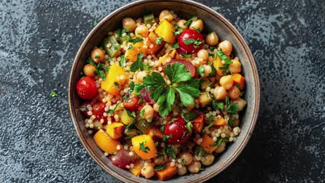 couscous salad with chickpeas, tomatoes, and butternut squash