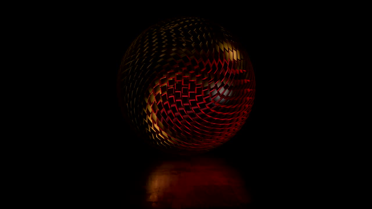 esfera abstracta de bloques cúbicos volumétricos. objeto de arte gira dinámicamente a su alrededor. en bucle