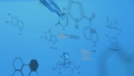 animación del procesamiento de datos y la fórmula química sobre la gota de agua
