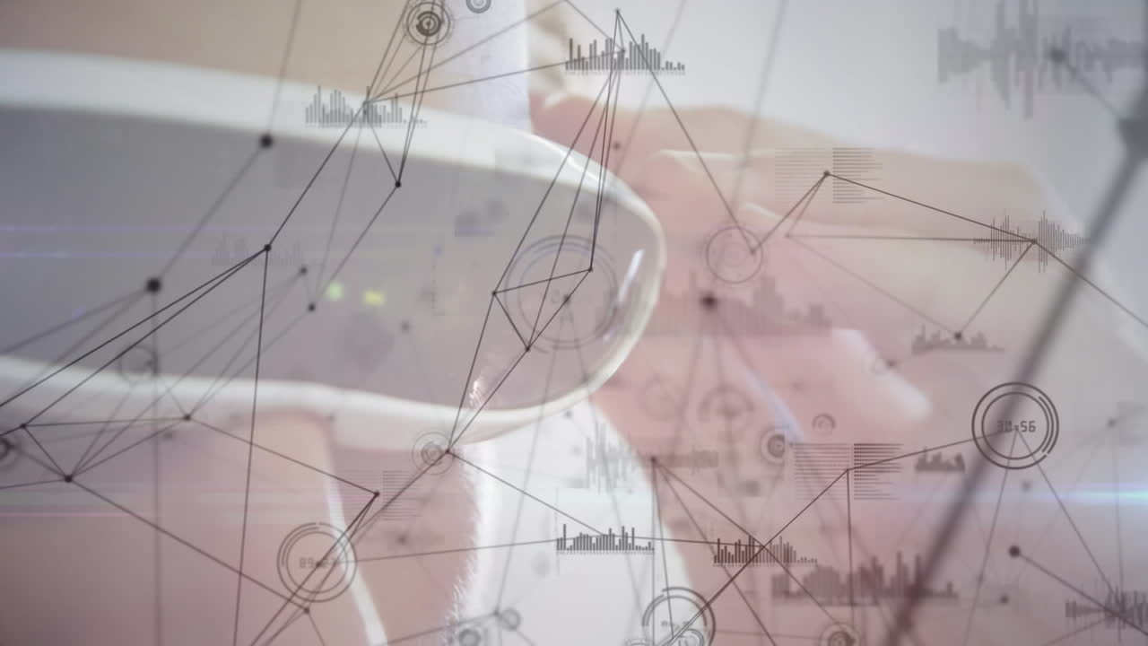 연결 네트워크의 애니메이션과 헤드 ⁇ 을 착용하는 사람에 대한 통계