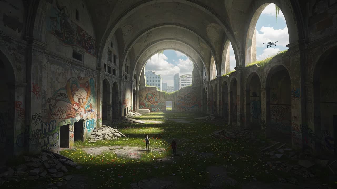 Exploring the Remnants of Time: A Journey through an Abandoned Urban Sanctuary with Nature's Resilience and Unveiling Modern Technology