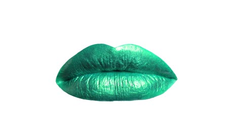 stop motion. multi-colored lips on a white isolated background close-up