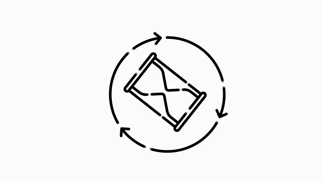 Simple of time related motion gray line icon. Contains such Icons as timer, speed, alarm, restore, time management, calendar and more. Motion graphic.