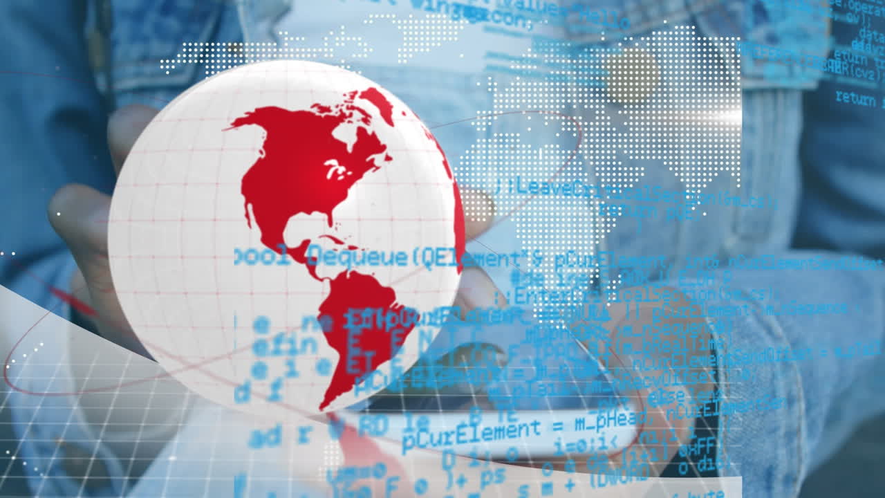 스마트 폰을 사용하는 아프리카계 미국인 여성에 대한 데이터 처리 및 지구상의 애니메이션