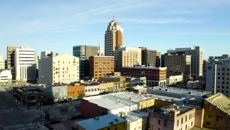 drone video of lansing, michigan as the sun rises