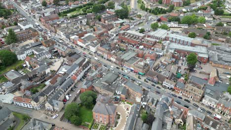 Newmarket,High-Street,Suffolk,UK,Market-high-angle-drone,aerial
