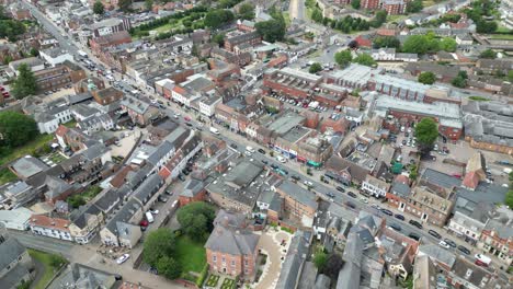 newmarket,high street,suffolk,uk,market high angle drone,aerial