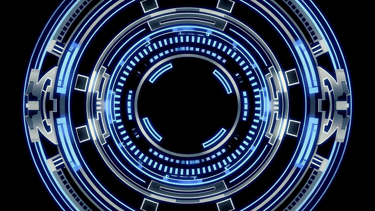 Animated Futuristic HUD Interface with Glowing Blue Digital Elements
