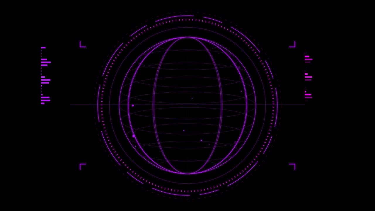 Purple Digital Globe Interface with Data Visualization
