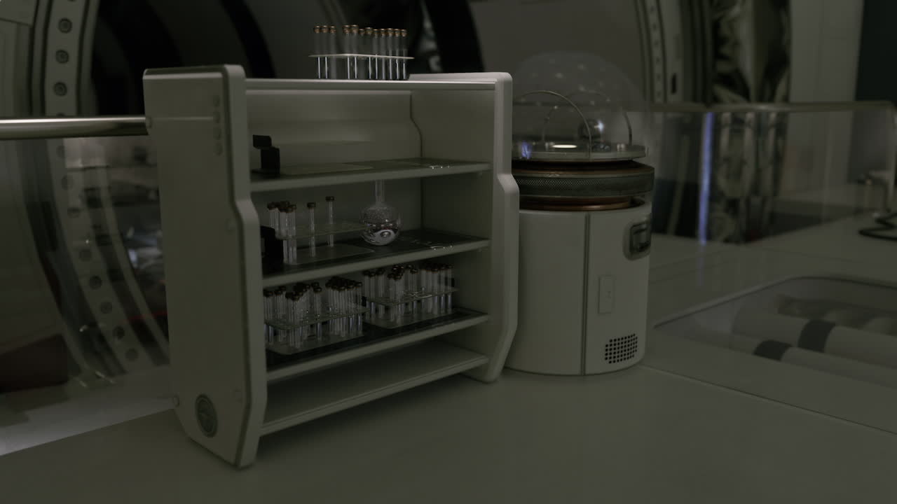Innovativ opbevaringsenhed og futuristisk enhed i et moderne laboratoriemiljø