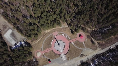 aerial view of a monument in a park