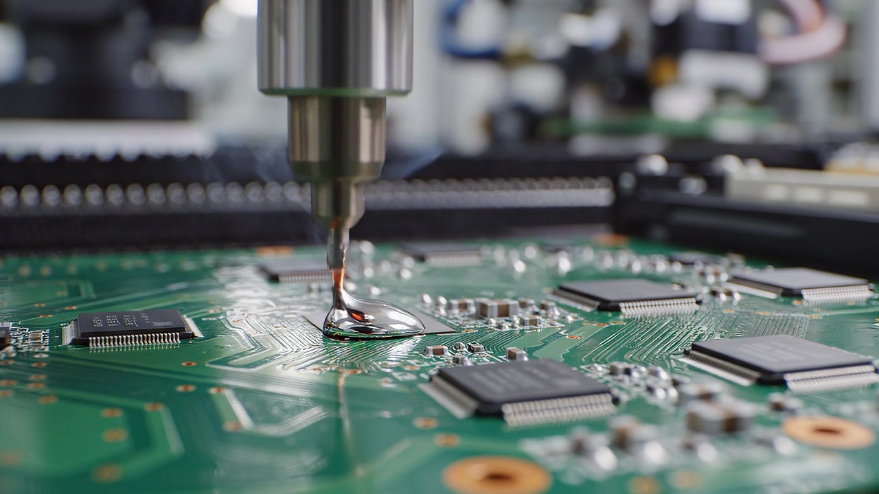 Robotic machine soldering electronic components on a circuit board