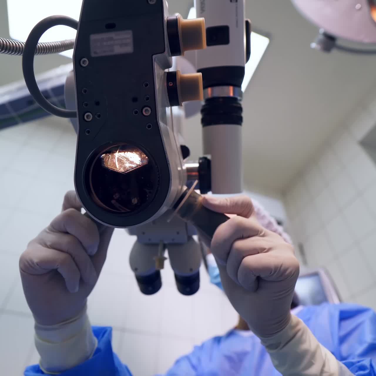 Patient under surgical microscope