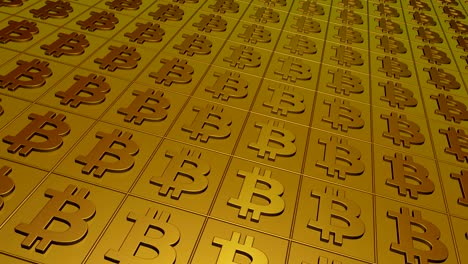 las señales de bitcoin de fondo dorado. bucle sin fisuras.
