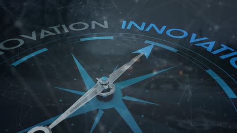 Animation-of-connections-over-compass-with-innovation