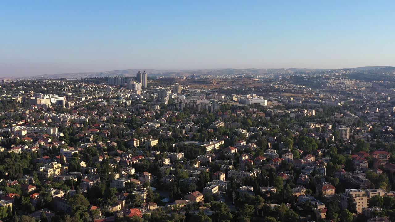 중앙 및 동 예루살렘, 공중 풍경, 해가 지는