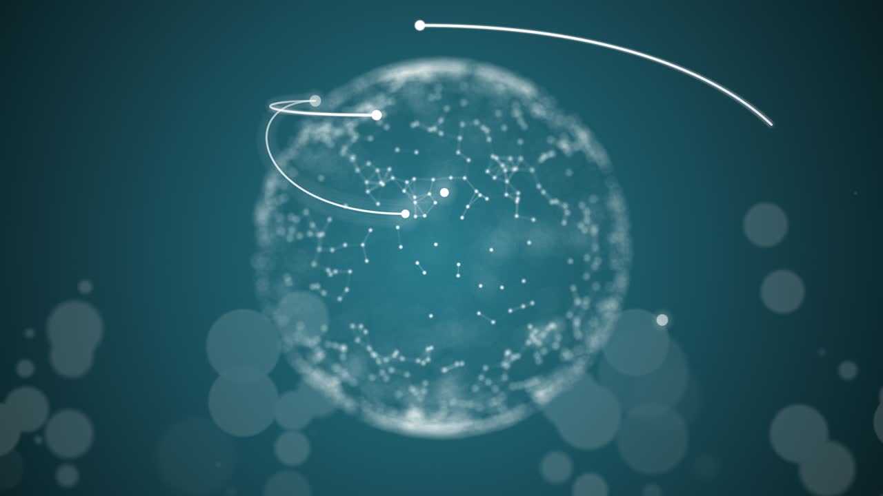 Blue background with spinning globe.