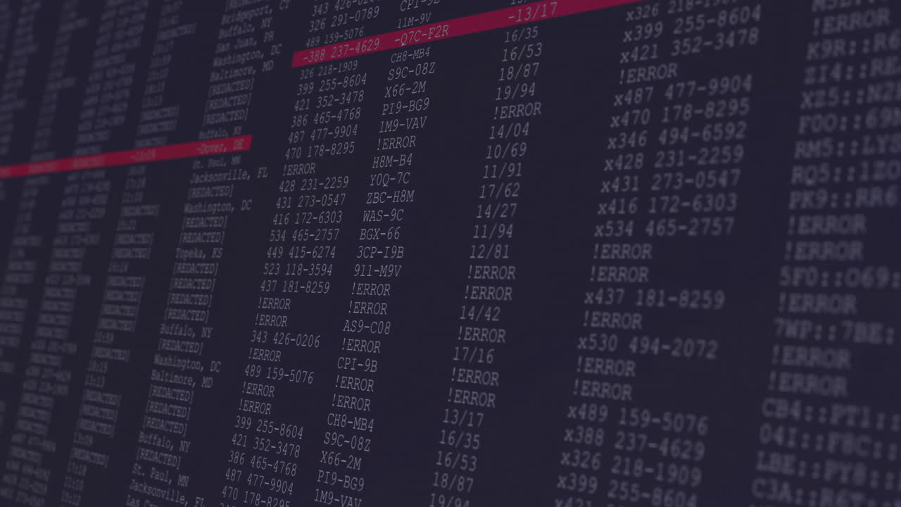 animación del procesamiento de datos sobre un fondo negro