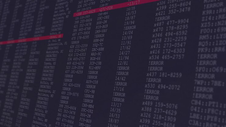 Animation af databehandling på sort baggrund