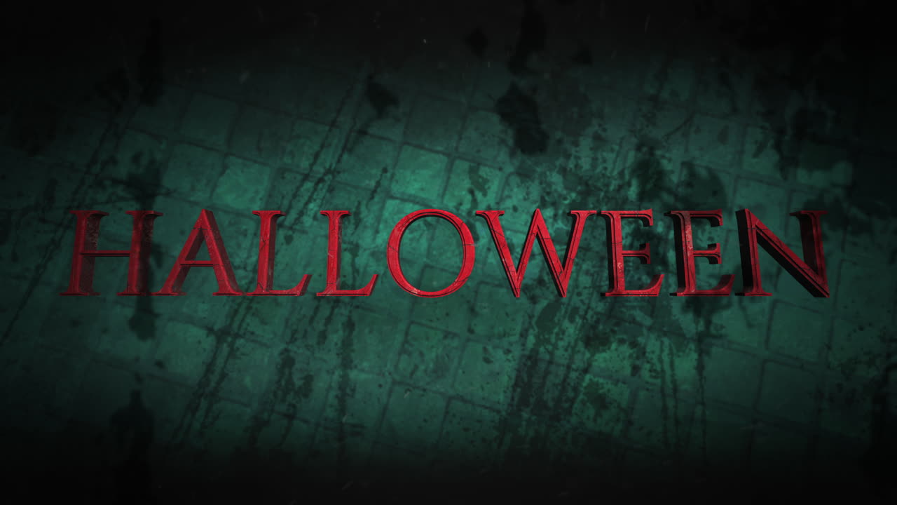 ⁇ 은 피로 방의 그런지 벽 질감에 할로윈 텍스트