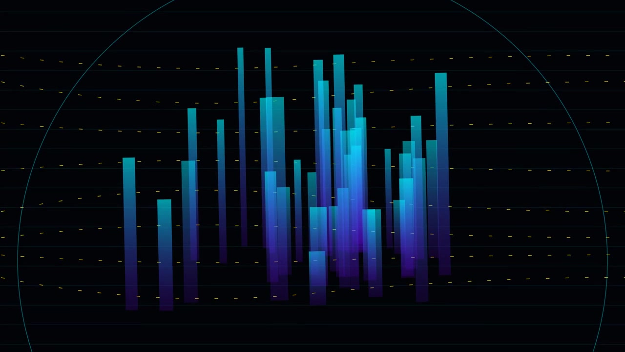 Abstract Digital Data Visualization with Expanding Blue Bar Graph