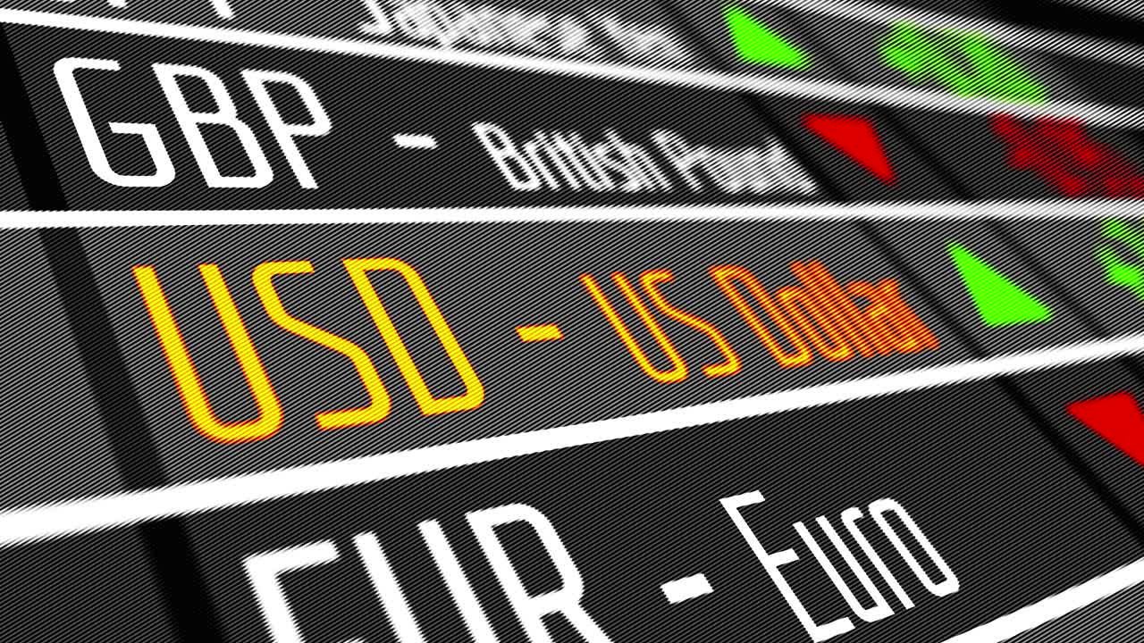 visualización digital con tipos de cambio de divisas