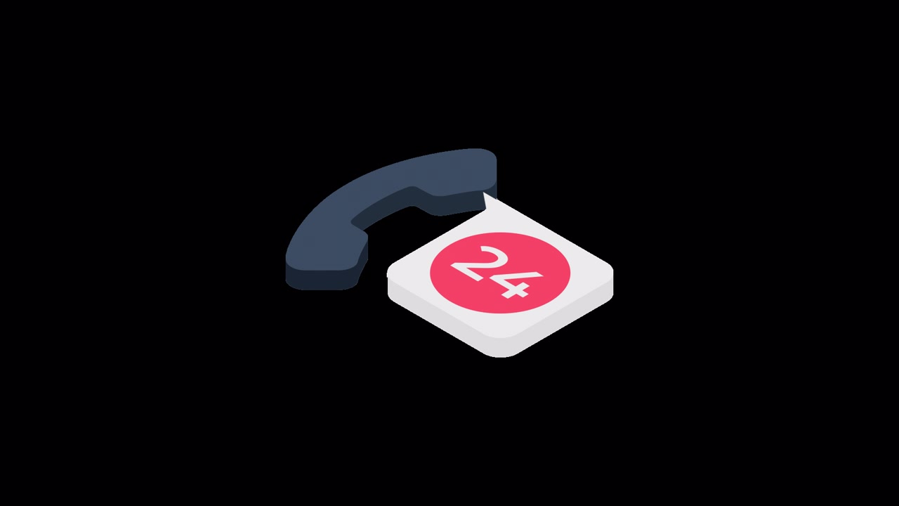 Animated 24-Hour Customer Support Telephone Icon