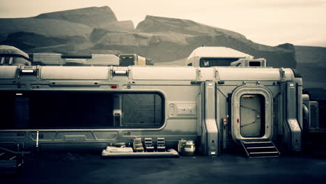 colonia espacial futurista en un planeta desierto