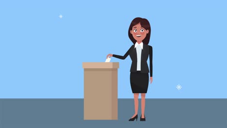 female candidate in podium character animation