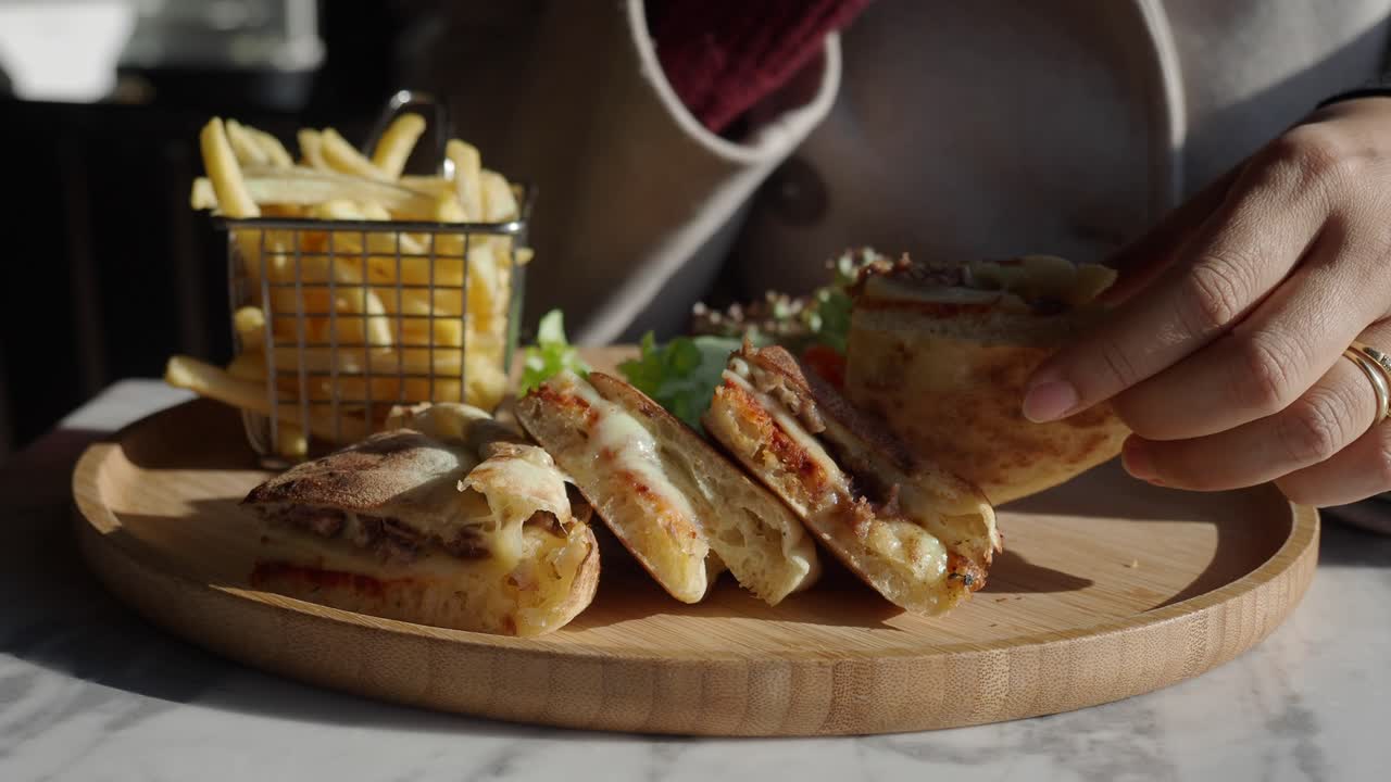 Delizioso Panini con patatine fritte