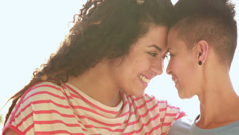 Encantadora-Pareja-De-Lesbianas-Cara-A-Cara