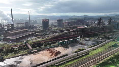 aerial view of a large industrial steel factory
