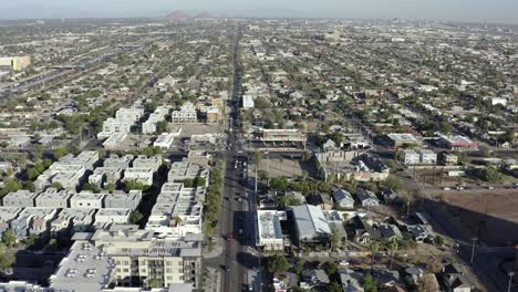 phoenix, arizona suburb of downtown neighborhood aerial flyover