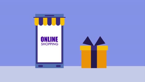 smartphone online shopping gift boxes wrapped ribbon icon vector ilustration