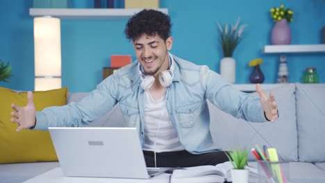 university student rejoices.