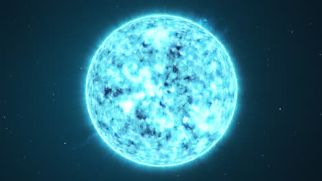 Heiße-Oberfläche-Eines-Blauen-Sterns,-Der-Im-Weltraum-Umkreist