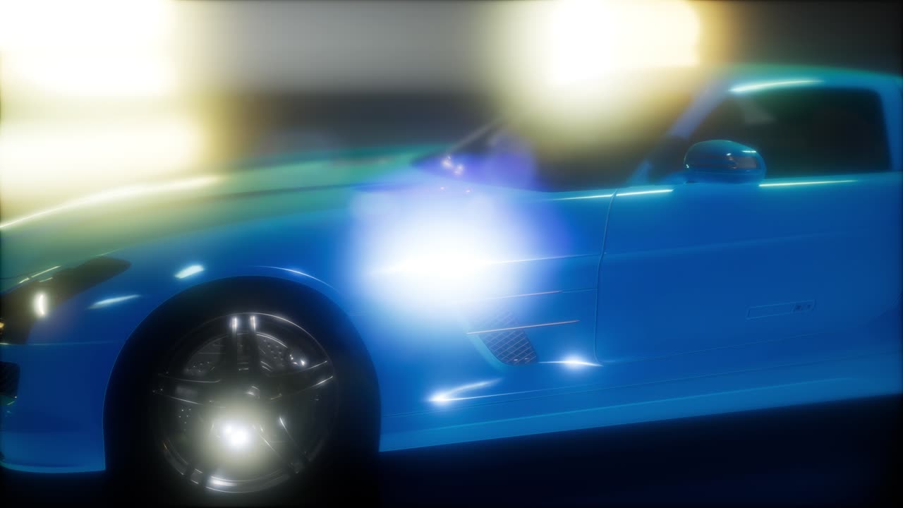 coche deportivo de lujo en un estudio oscuro con luces brillantes