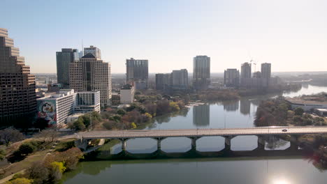 austin city in 2021, aerial footage of the downtown district