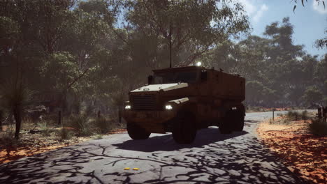 convoy armored vehicle on the road