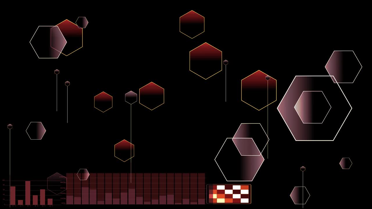 다각형 미래의 디지털 인포그래프와 레이더 포인트 분석은 2단계 루프와 그래프 바 데이터와 불꽃 톤을 변경합니다.