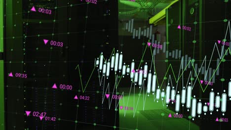 animación del procesamiento de datos a través de servidores informáticos