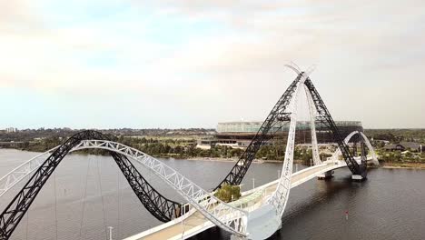aerial view of matagarup bridge and optus stadium in perth, australia