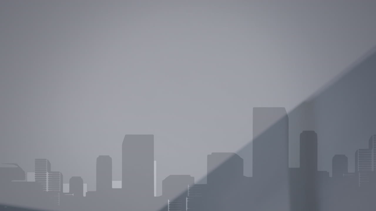 Animación de procesamiento de datos sobre un ecualizador de música con fondo gris.