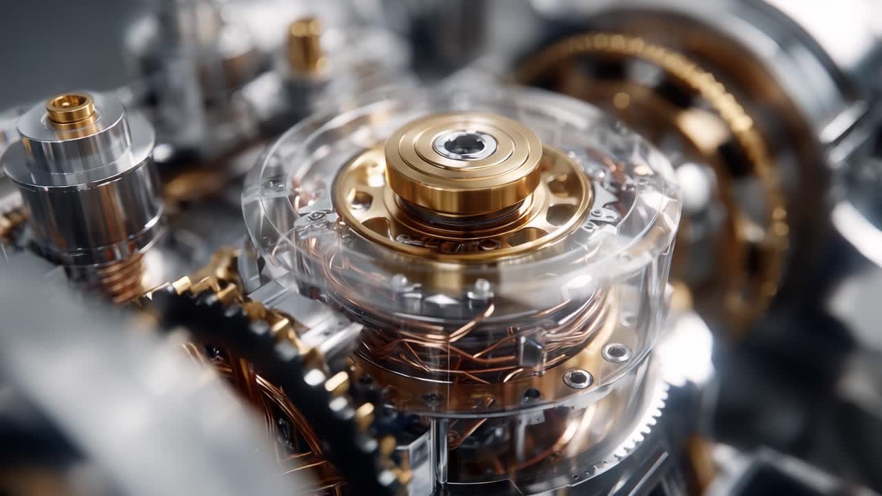 Intricate Mechanism of a Precision Engine: A Close-Up Exploration of Advanced Engineering and Intricate Design in a High-Tech System